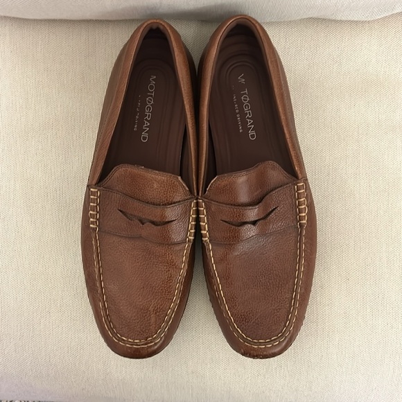 Cole Haan Motogrand Brown Leather Driving Penny Loafers Men's Size 13 -Sold Out! - Picture 2 of 6